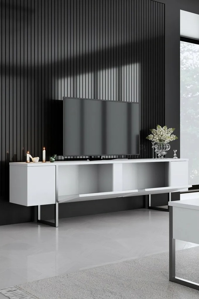 Luxe White and Silver TV-asztal