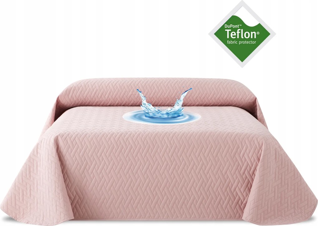 Ágytakaró vízálló teflon 200 x 270 cm rózsaszín steppelt ágytakaró