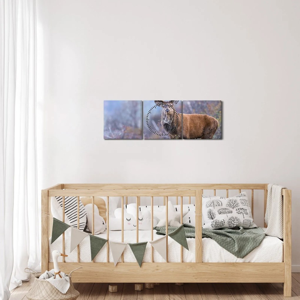 Kép - Szarvasok a tájban (órával) (90x30 cm)