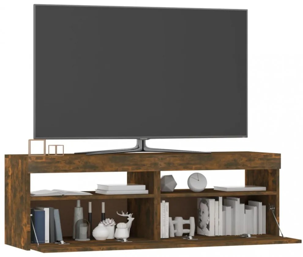 füstös tölgy színű TV-szekrény LED-ekkel 120x35x40 cm
