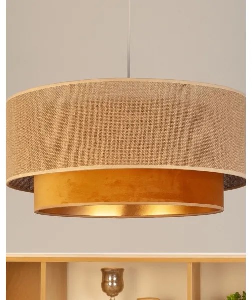 SARTA kábeles csillár 1xE27/60W/230V Ø 45 cm réz/juta