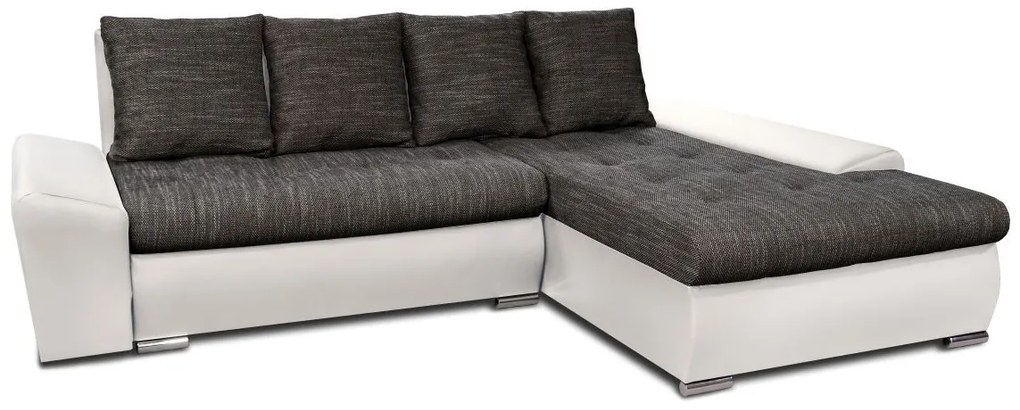Angelika sarokkanapé fehér bőr-sötétszürke zsákszövet