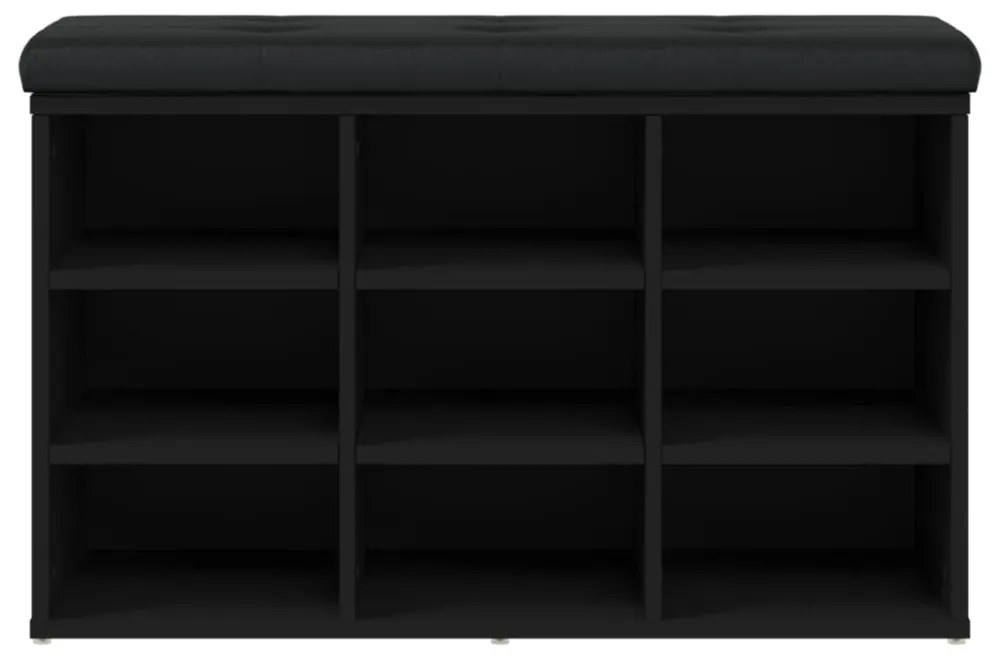 fekete szerelt fa cipőtároló pad 82 x 32 x 50 cm