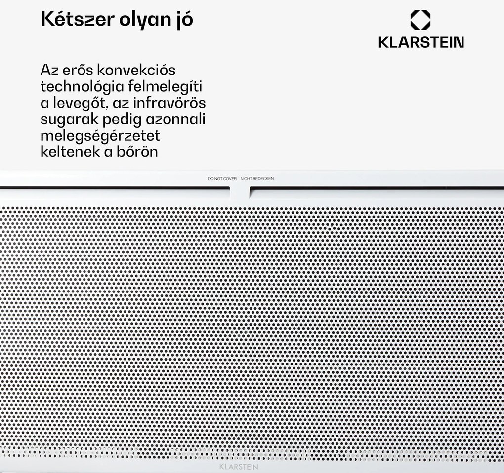 Klarstein Hot Spot Slimcurve Double Wave, konvektor, 2 az 1-ben fűtőtest, 2000 W, heti időzítő, fehér