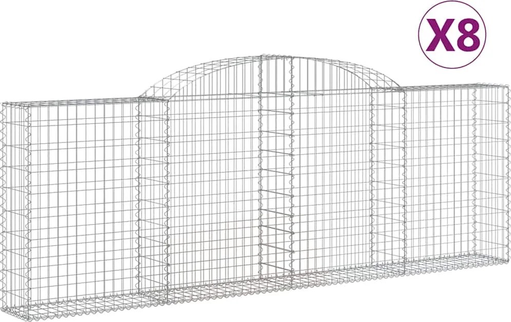 vidaXL 8 db íves horganyzott vas gabion kosár 300 x 30 x 100/120 cm