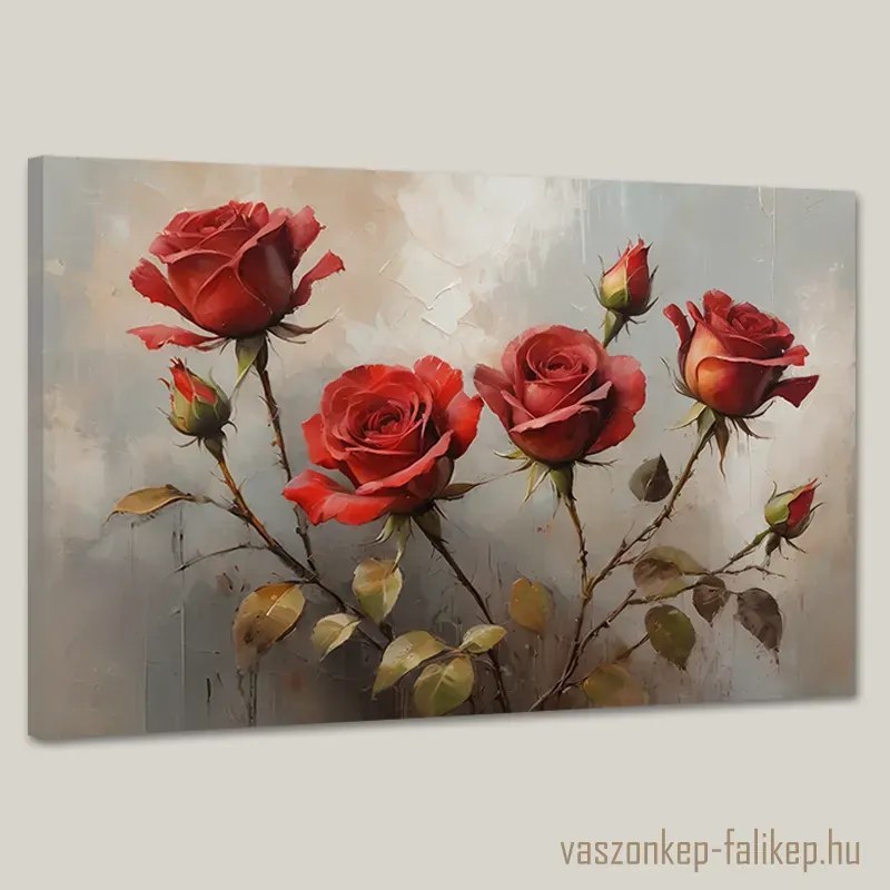 Vörös rózsák falikép – romantikus, prémium nyomat 60x40 cm