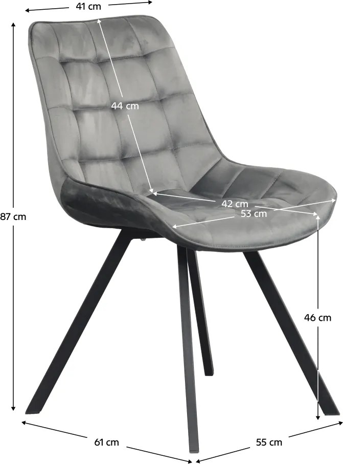 Étkezőszék, sötétszürke Velvet szövet/fekete, SAMIRA