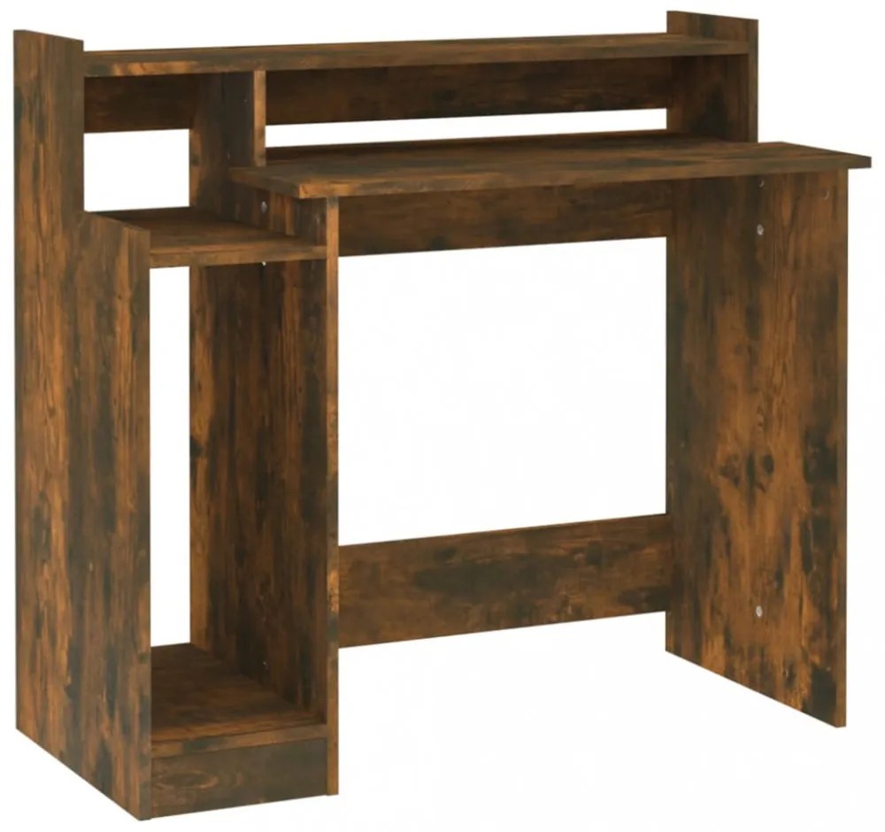 füstös tölgy színű szerelt fa íróasztal LED-ekkel 97x45x90 cm