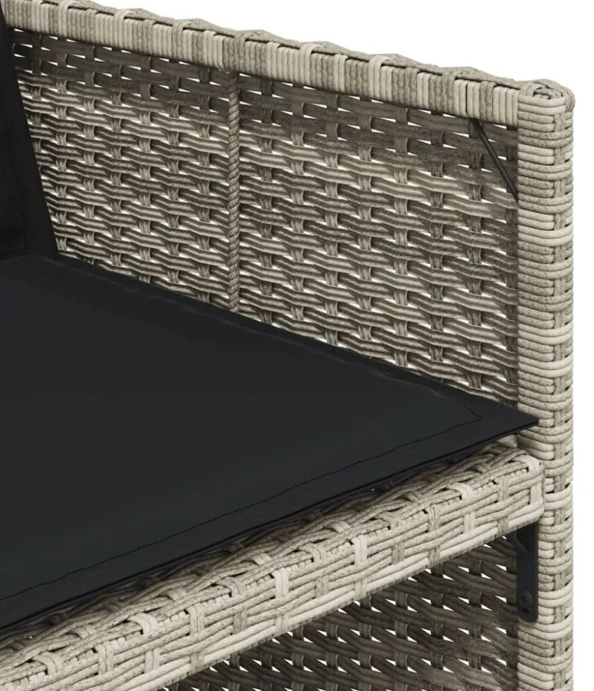17 részes szürke polyrattan kerti étkezőgarnitúra párnákkal