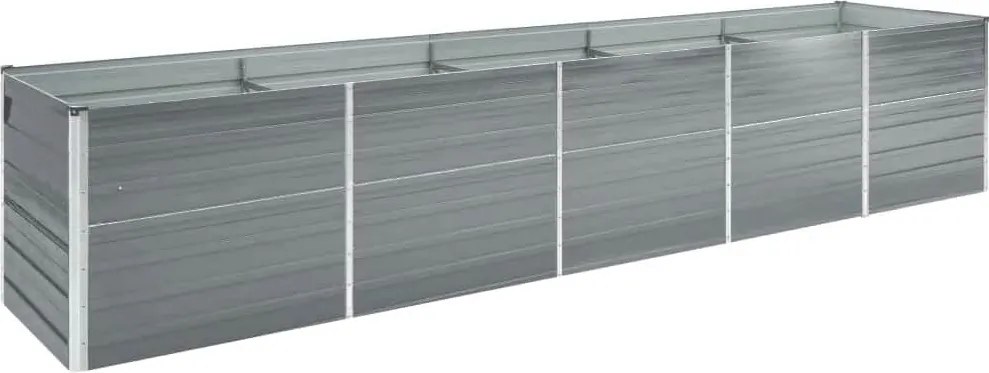vidaXL szürke horganyzott acél kerti magaságyás 400 x 80 x 45 cm