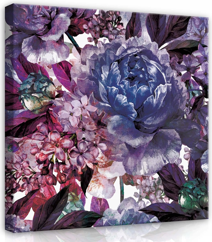 Vászonkép 40x40 Virágos print bazsarózsa luxus lila botanika természet