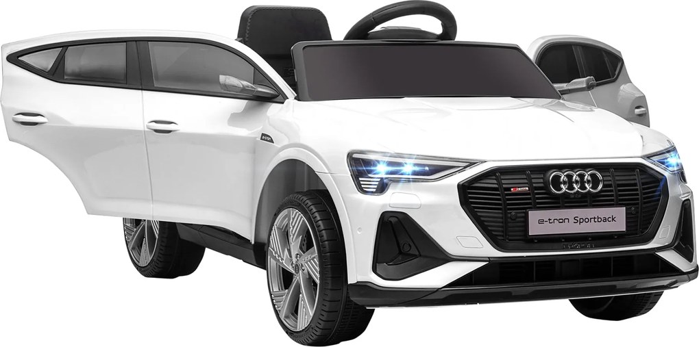 HOMCOM Elektromos Gyerekautó 12V Audi E-tron Elektromos Jármű Távirányítóval, Biztonsági Öv, Zene (MP3/USB/TF), 3-5 Éves Gyerekeknek, 3-5 km/h, Fehér