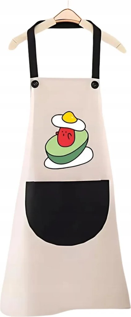Konyhai Kötény Krémszínű Avokádó Grafikával Állítható Unisex