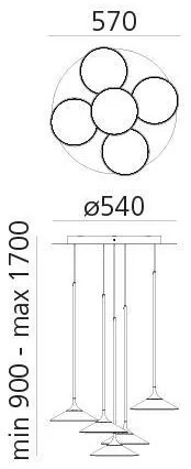 Artemide 0355030A - LED Dimmelhető csillár zsinóron ORSA CLUSTER LED/37W/230V 3000K