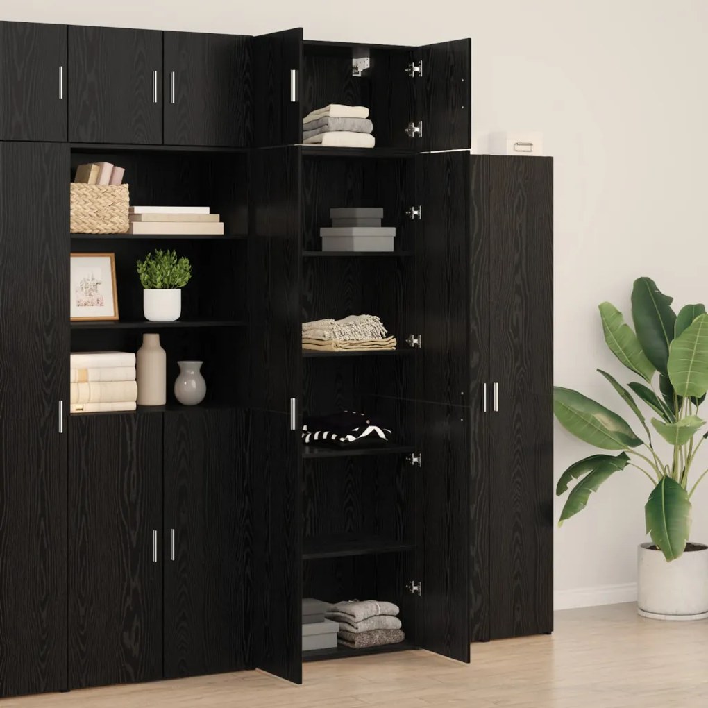 Tároló szekrény fekete tölgy 70x42.5x225 cm Mérnöki fa