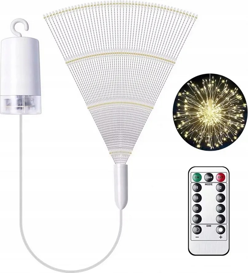 Lámpák drót tűzijáték csillag pitypang led fehér meleg távirányító