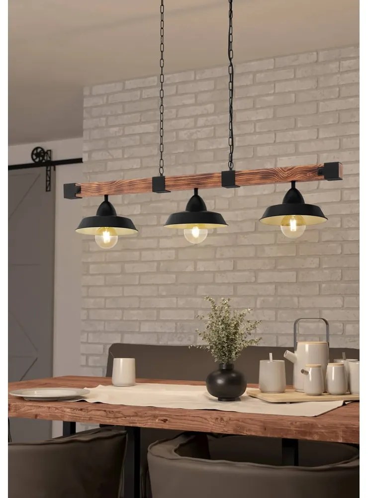 Fekete-natúr színű függőlámpa fém búrával OLDBURY – EGLO