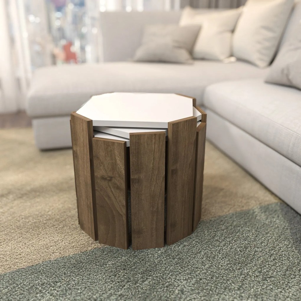 Dohányzóasztal Lori - White, Walnut