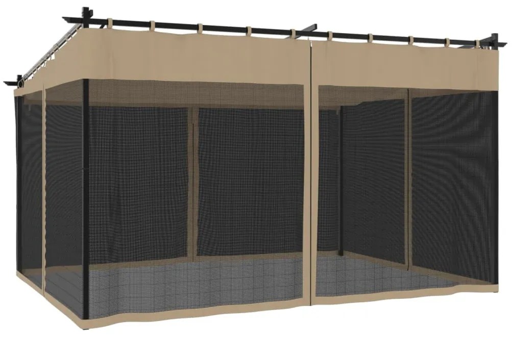 tópszínű acél pavilon hálós oldalakkal 4 x 3 m
