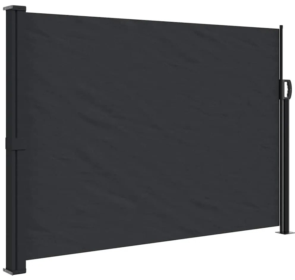 fekete behúzható oldalsó napellenző 140 x 600 cm
