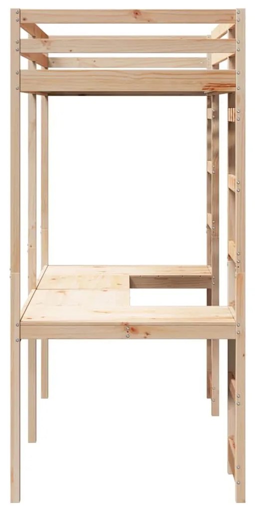 vidaXL Tetőtéri ágykeret Természetes 75 x 190 cm Tömör fenyőfa