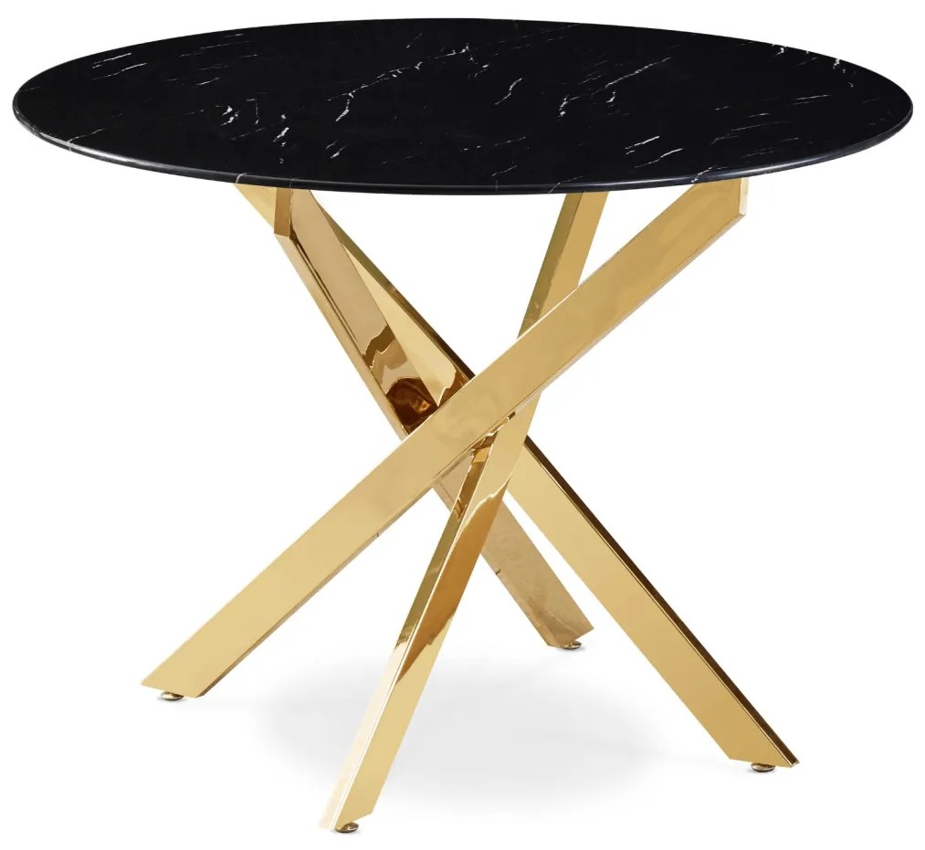 BALI asztal, 100 cm, fekete márvány/arany