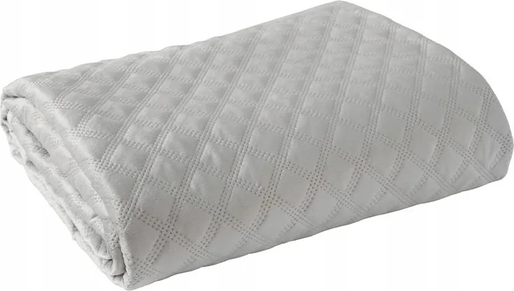 Dekoratív ágytakaró Velvi 170x210 steppelt, geometrikus mintás, szürke