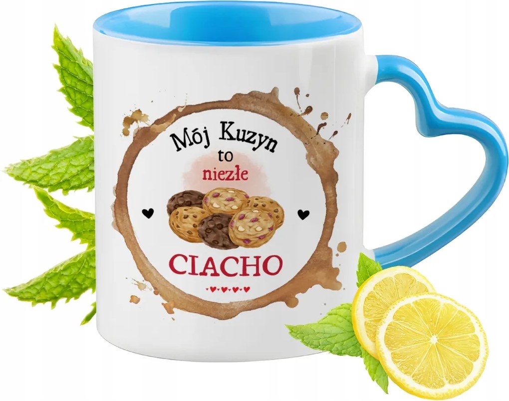 Unokatestvérnek Kék Bögre Szív Alakú Füllel Kávé Ajándék