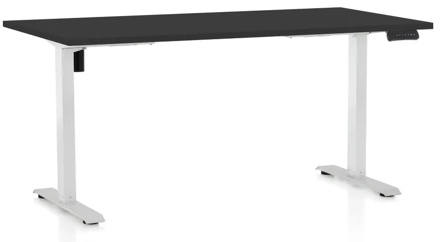 Állítható magasságú asztal OfficeTech B, 160 x 80 cm, fehér alap, fekete