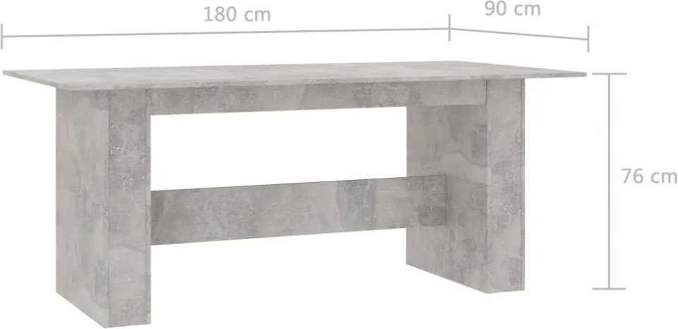 betonszürke szerelt fa étkezőasztal 180 x 90 x 76 cm