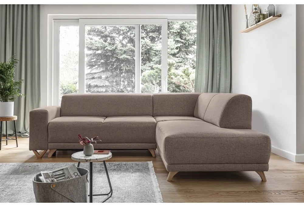 Barna kinyitható-tárolóhelyes sarokkanapé (jobb oldali-L alakú) Classy Sophie – Miuform