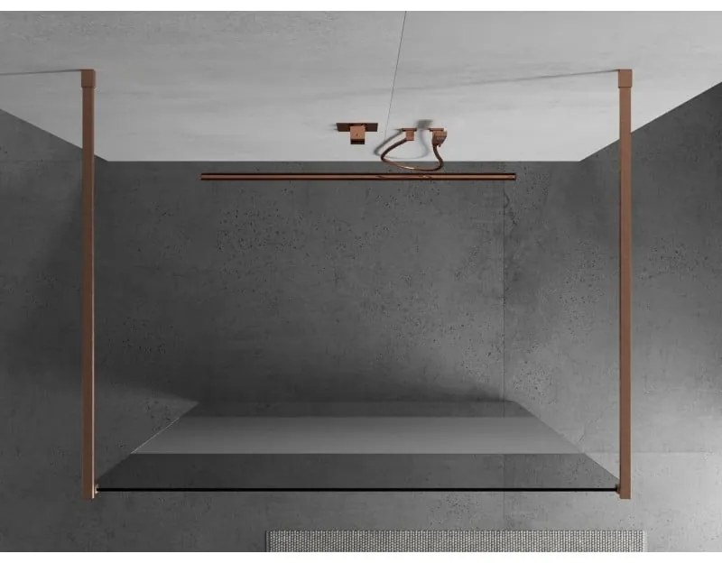 Mexen Kioto, Walk-In zuhany paraván 120 x 200 cm, 8 mm átlátszó matt üveg, réz matt profil, 800-120-002-65-35