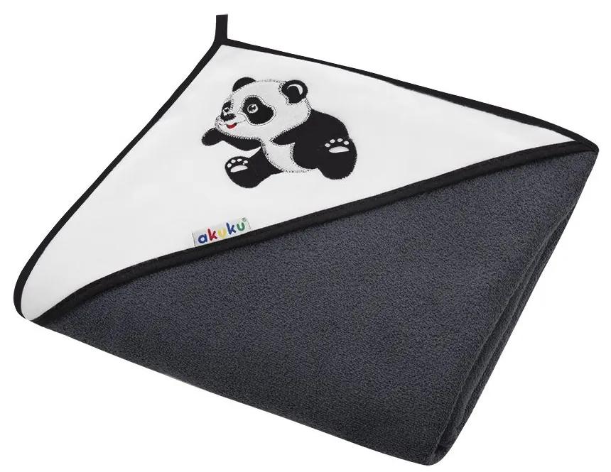 Gyerek törölköző 100x100 Akuku fekete panda