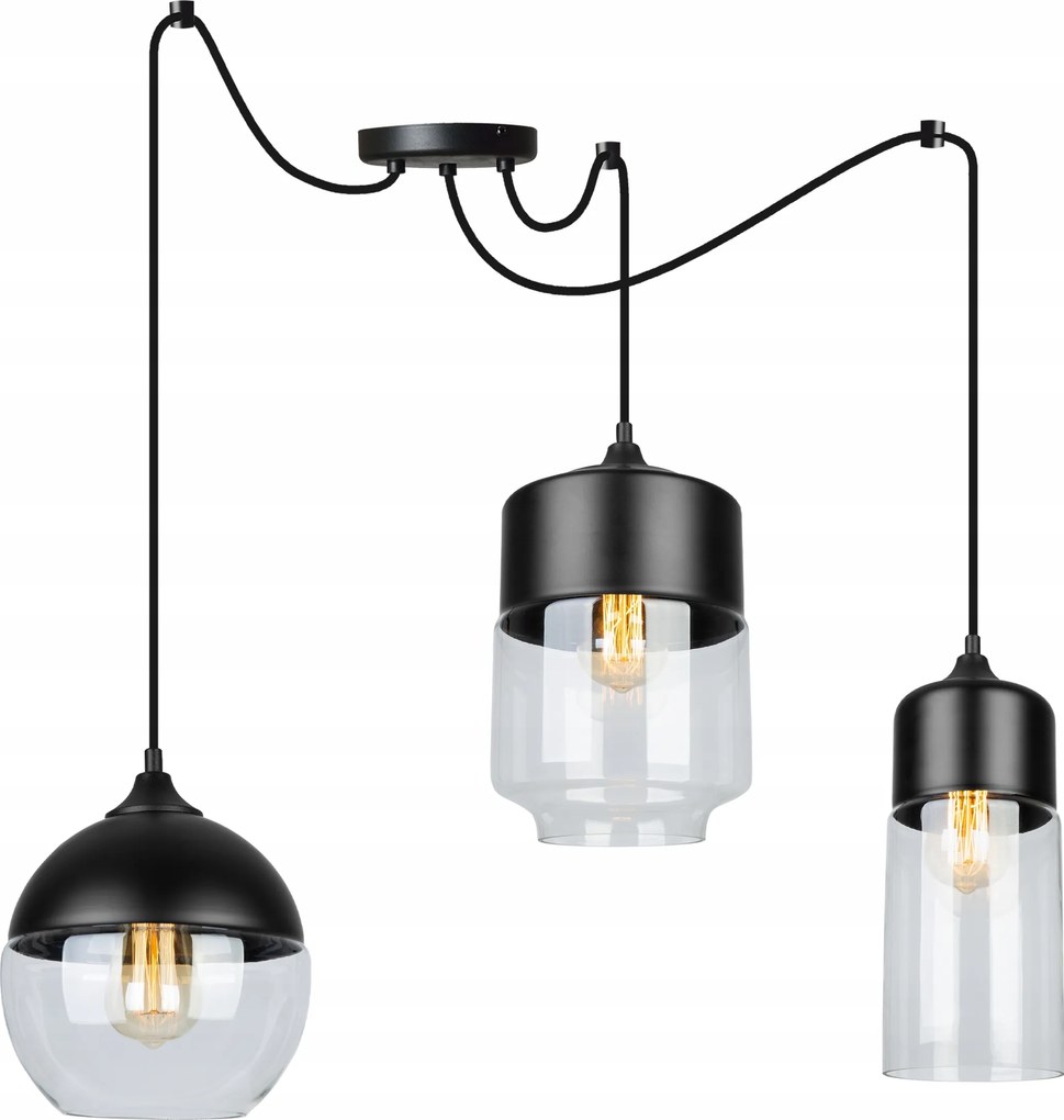 Mennyezeti Lámpa Lógó Csillár Üveg Pók Fekete Loft Modern