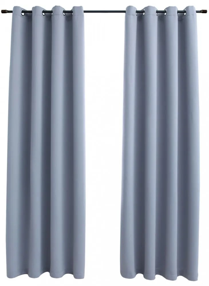 2 db szürke sötétítőfüggöny fémgyűrűkkel 140 x 175 cm