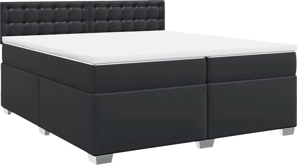 vidaXL fehér műbőr rugós ágy matraccal 200 x 200 cm