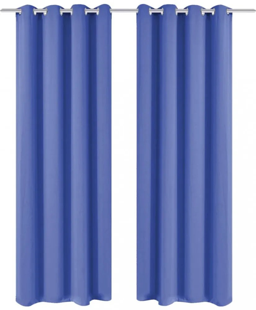 2 db kék sötétítőfüggöny fém függönykarikákkal 135 x 175 cm