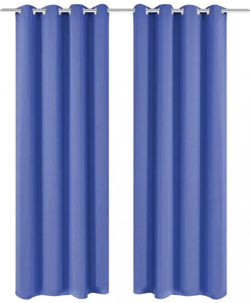 2 db kék sötétítőfüggöny fém függönykarikákkal 135 x 175 cm