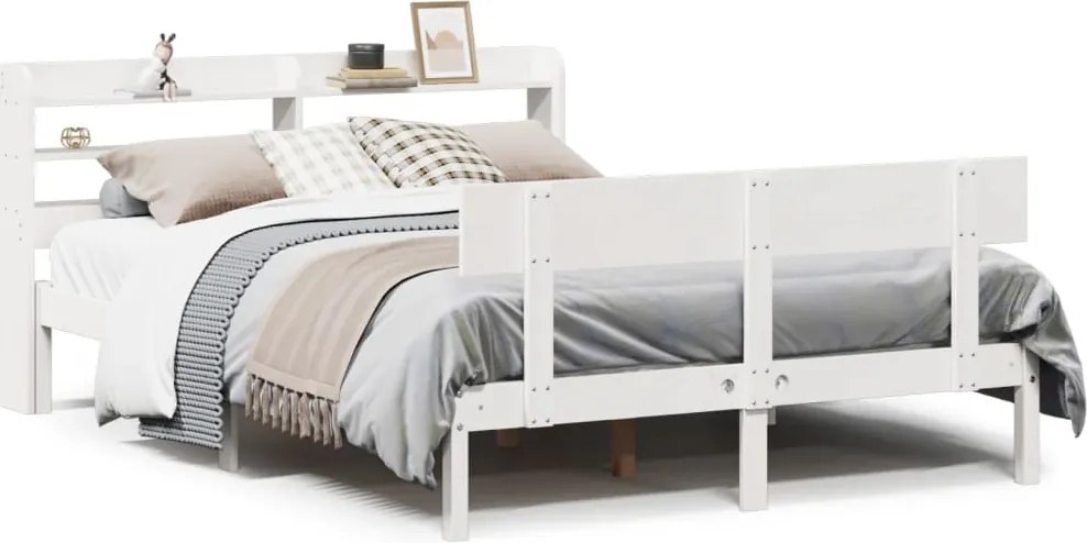 vidaXL fehér tömör fenyőfa ágy matrac nélkül 120 x 190 cm