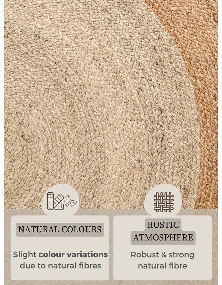 Elefántcsont színű kétoldalas kézi szövésű kerek juta szőnyeg ø 120 cm Jutta Ivory – Hanse Home