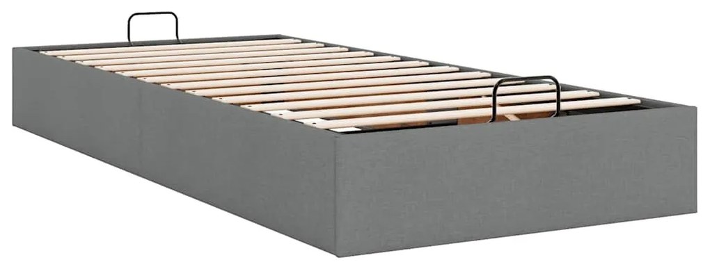 Ottomán sötétszürke szövet ágykeret matrac nélkül 80x200 cm