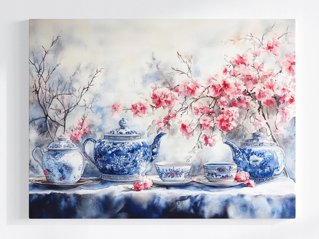 Poszter Japán Porcelán Virágzó Cseresznye Tea 100x75
