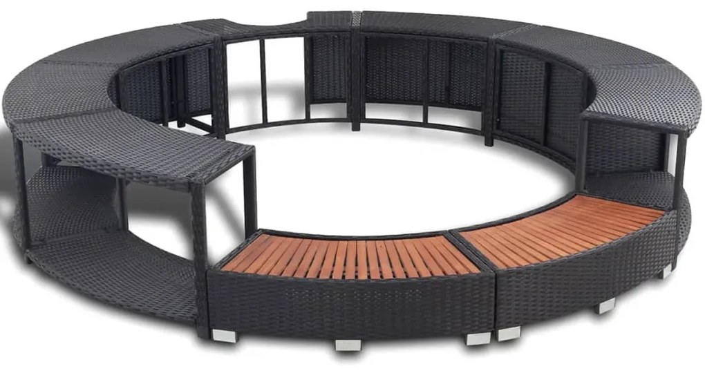 Fekete polyrattan jakuzzi-keret