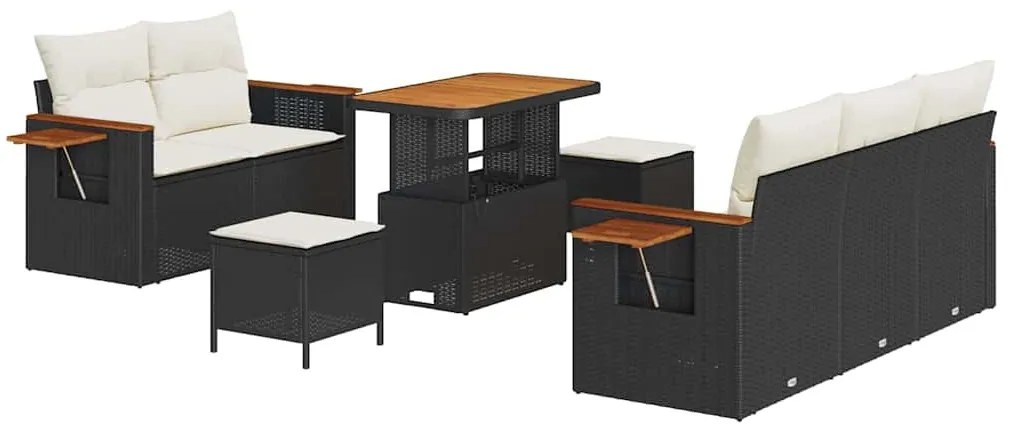 Kerti Kanapé Szett 8 pcs Fekete és krémszínű 90 x 55 x 71 cm