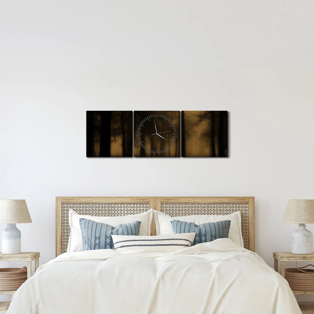 Kép - Sötét erdő (órával) (90x30 cm)