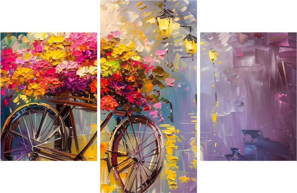 Kép - Kerék virágokkal (90x60 cm)