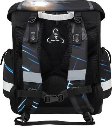 Iskolatáska, fémcsat, BELMIL Classy Midnight Turbo, versenyautó (BL40313AG80F)