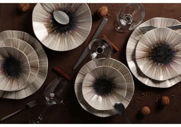 24 darabos barna porcelán étkészlet
