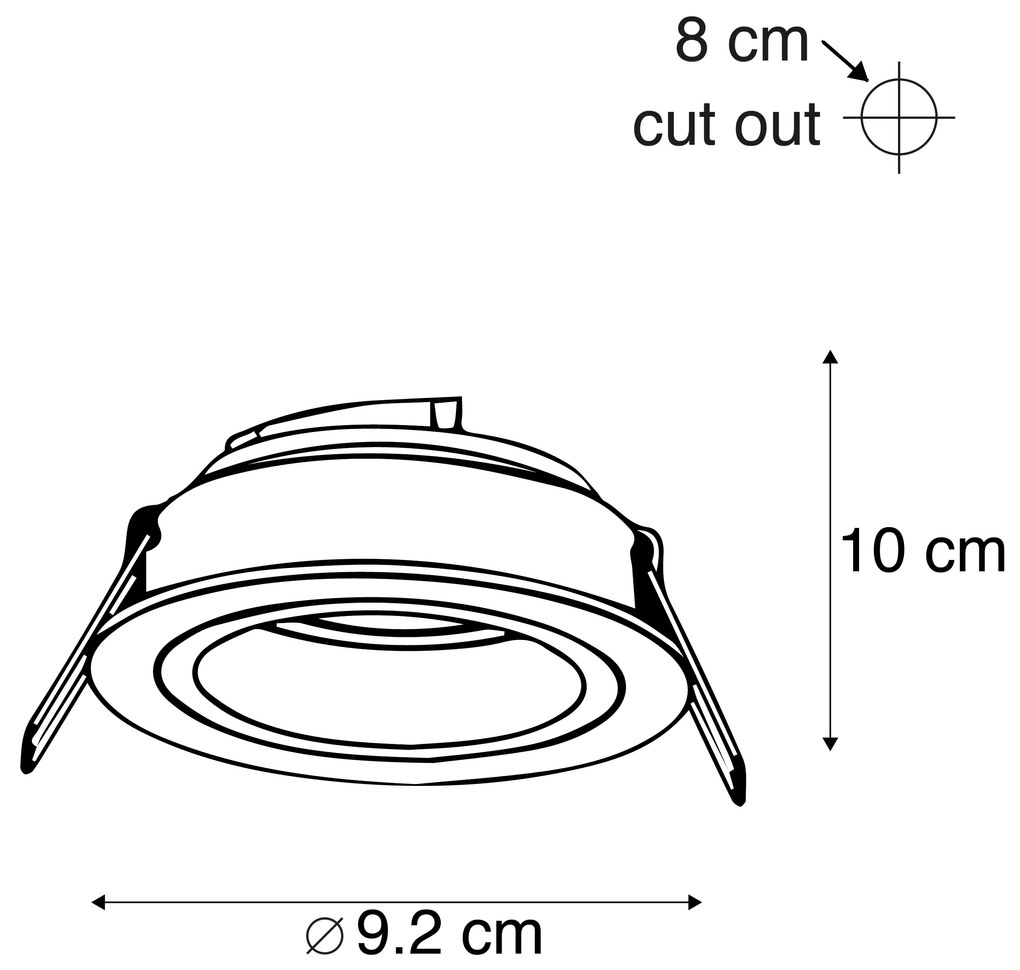 Okos süllyesztett spot fekete arany színben, dönthető, Wi-Fi-s GU10-zel - Chuck