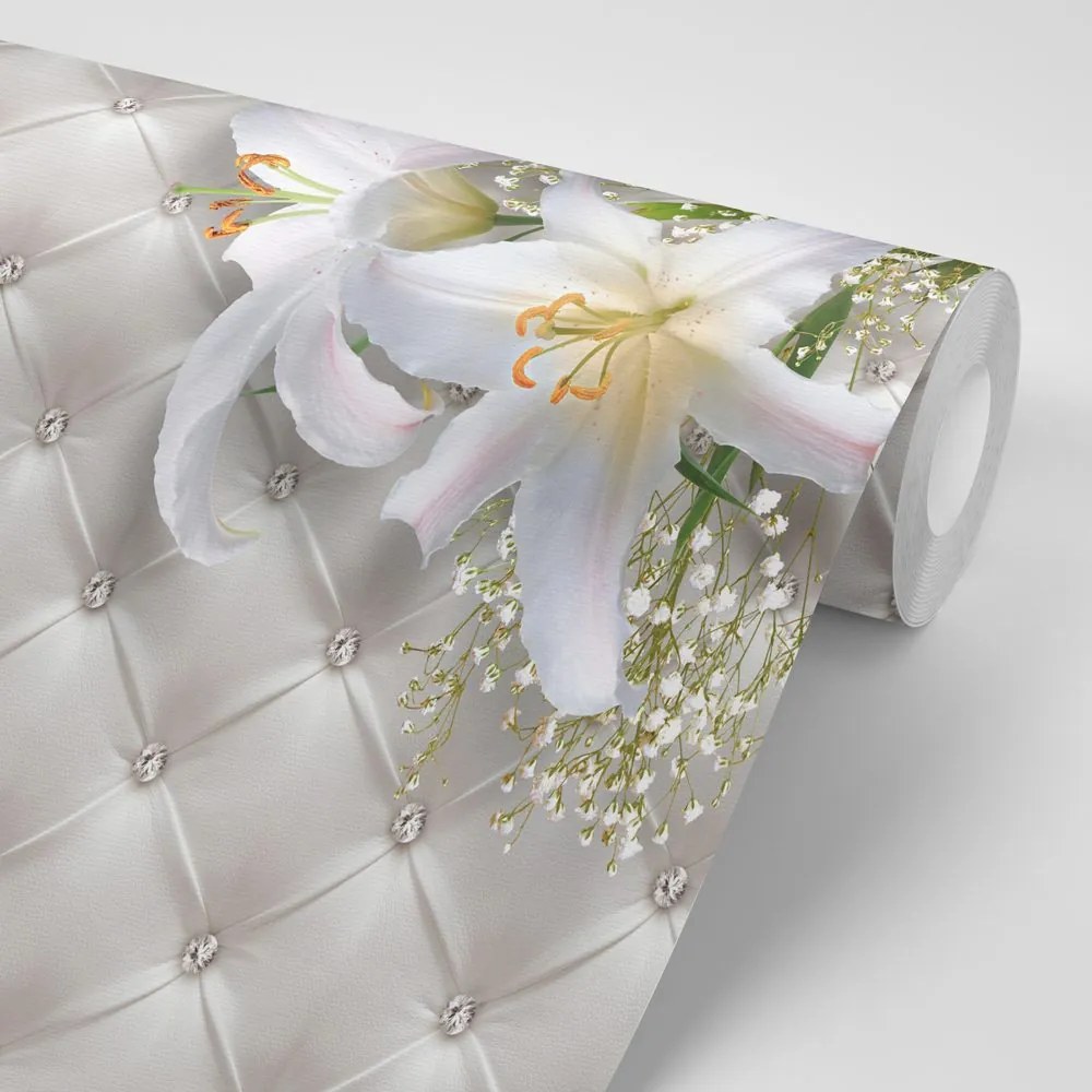 Öntapadó tapéta elegáns liliom bőr hatással